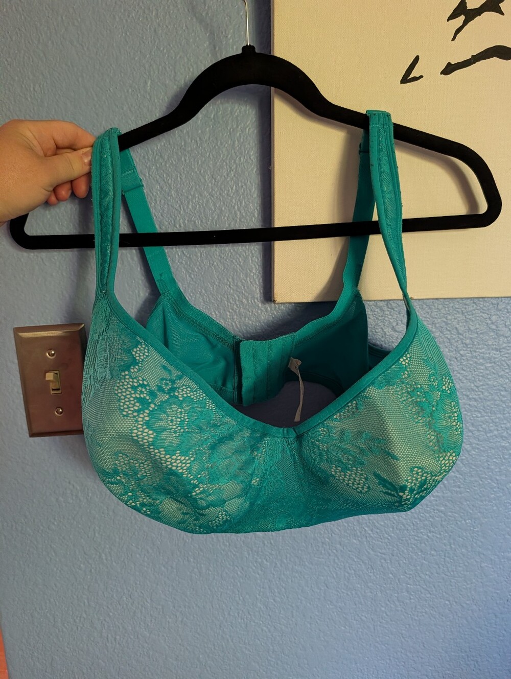 Lane Bryant Cacique Bra 40F EUC Molded Lace Balconette Turquoise